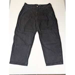Hollister Jeans Juniors 15R 32x25 Black High Rise Barrel Mom 100% Cotton Grunge